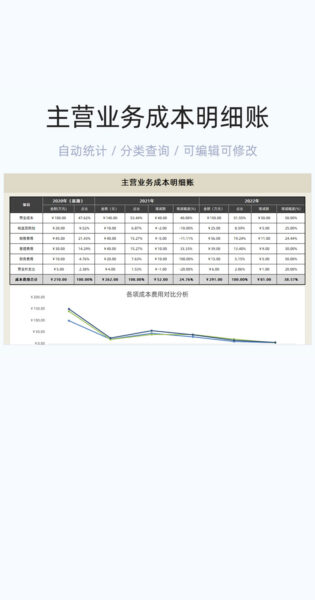 主营业务成本明细账模板excel表格