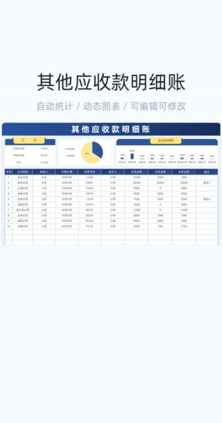 其他应收款明细账模板excel表格