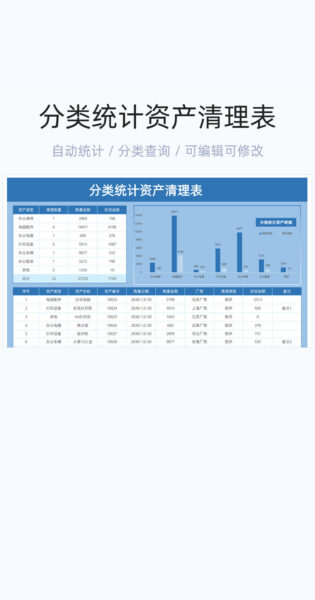 分类统计资产清理表格excel模板