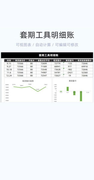 套期工具明细账模板excel表格