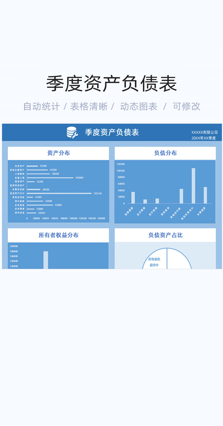 季度资产负债表格excel模板插图