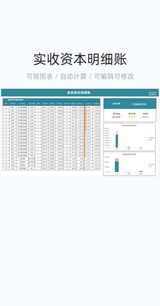 实收资本明细账模板excel表格