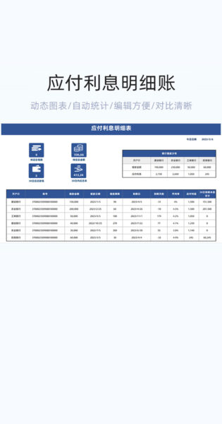 应付利息明细账模板excel表格