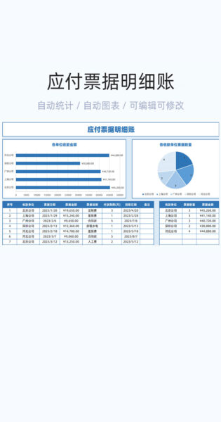 应付票据明细账模板excel表格