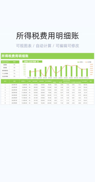 所得税费用明细账模板excel表格