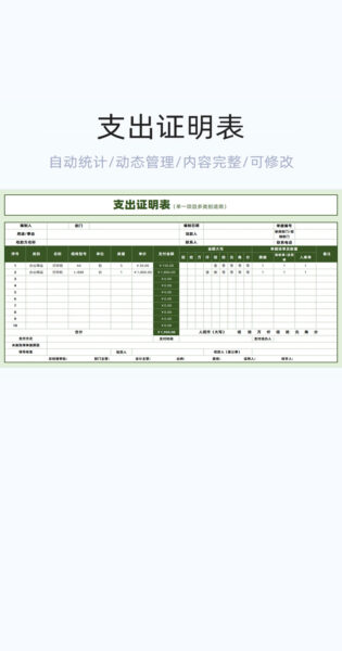 支出证明表格excel模板
