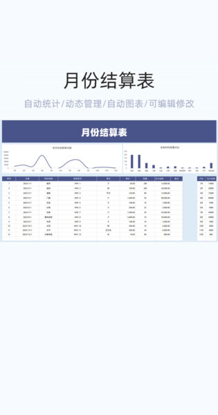 月份结算表格excel模板