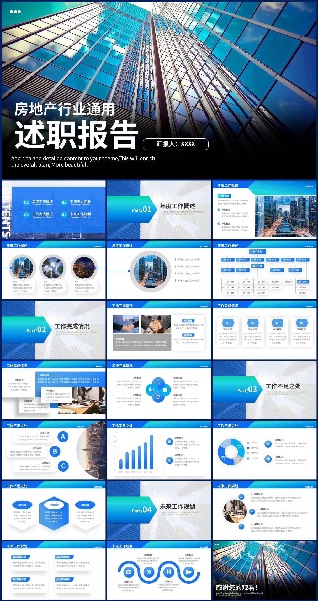 深色房地产行业通用述职报告PPT模板插图