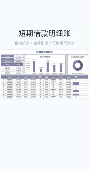 短期借款明细账模板excel表格