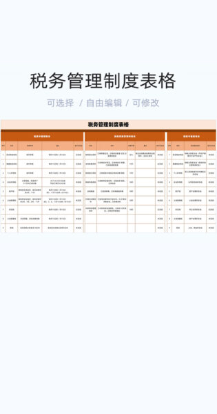 税务管理制度表格excel模版