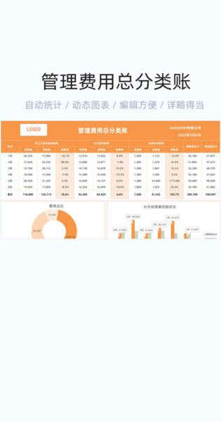 管理费用总分类账模版excel表格