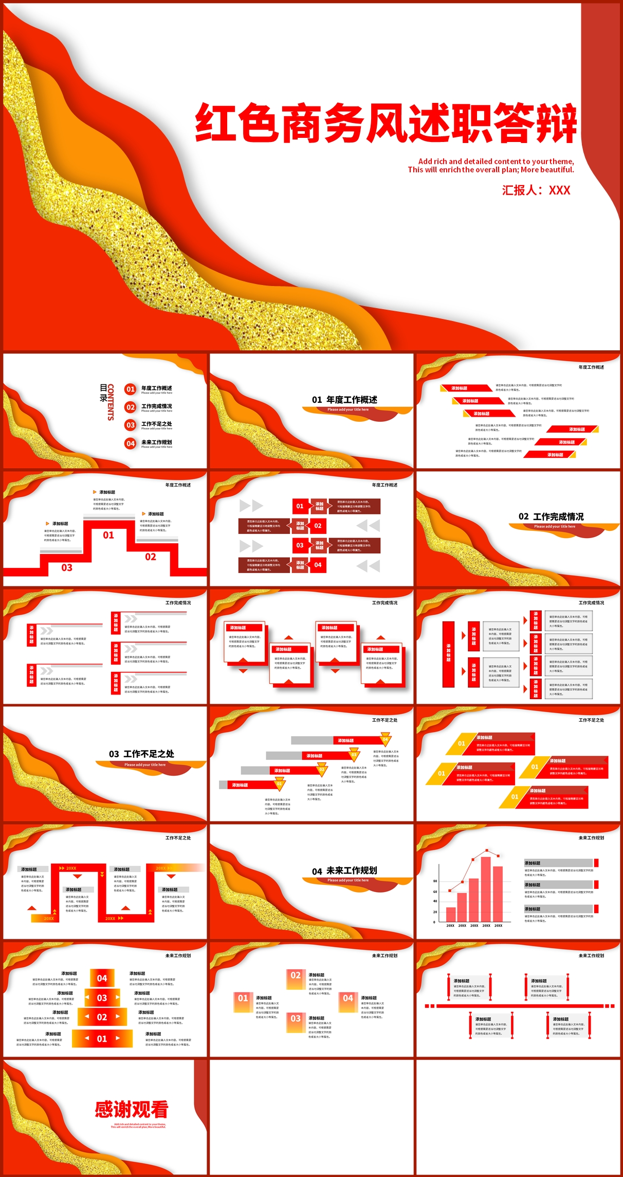 红色商务风述职答辩PPT模板插图