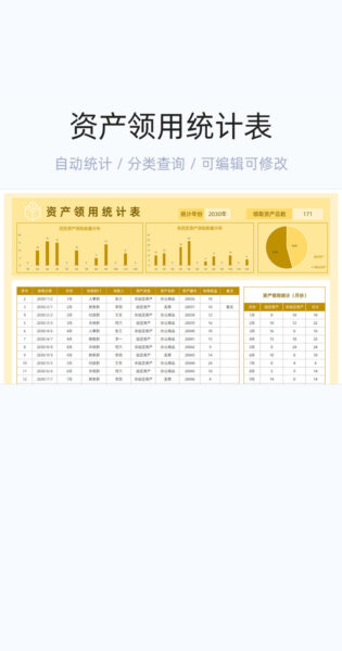 资产领用统计表格excel模板