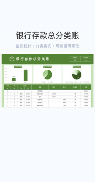 银行存款总分类账模版excel表格