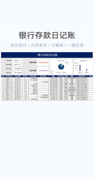 银行存款日记账表格excel模板