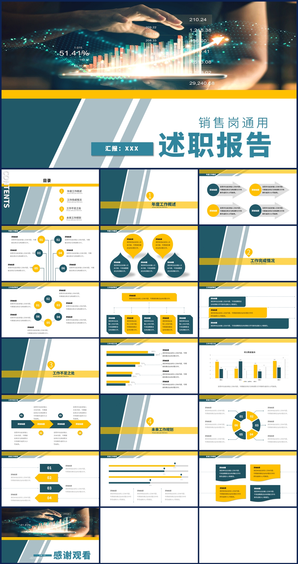 销售岗通用述职报告PPT模板插图