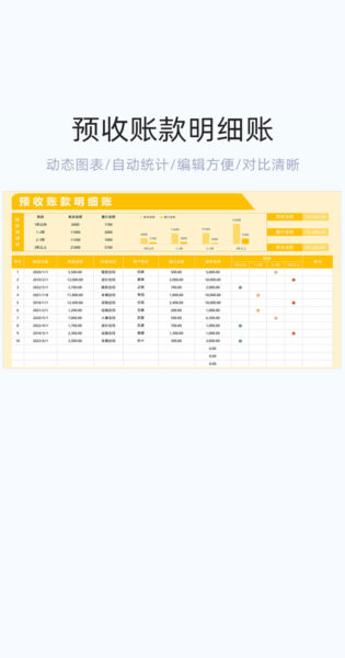 预收账款明细账模板excel表格