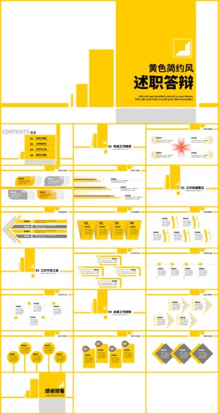 黄色简约风述职答辩PPT模板
