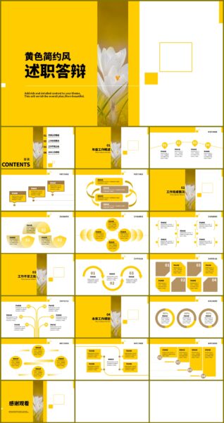 黄色简约风述职答辩PPT模板