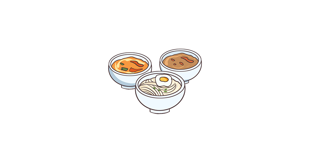 扁平勾线风食物瓷料碗手绘插画插图