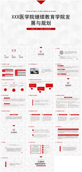 红色简约风医学院继续教育发展规划PPT模板