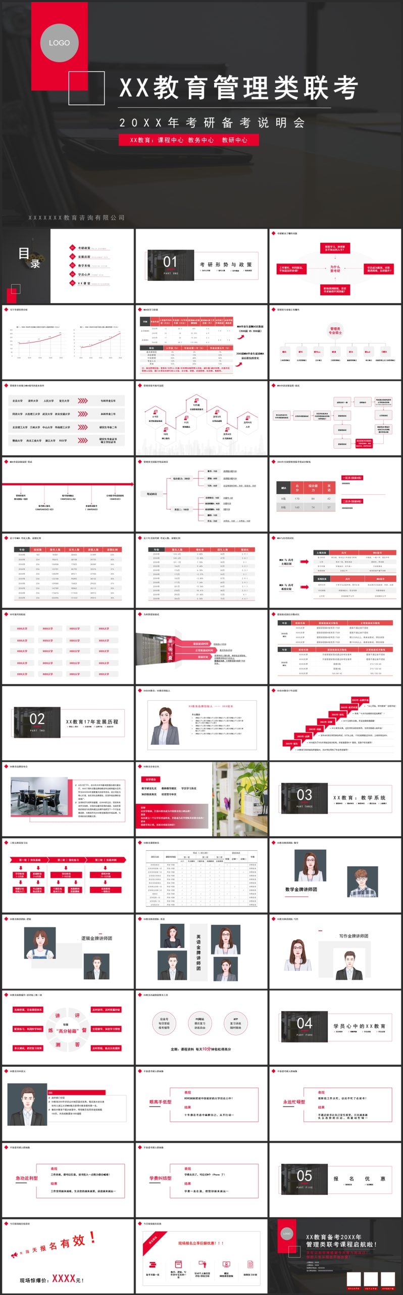 黑红商务风考研教育说明会PPT模板插图