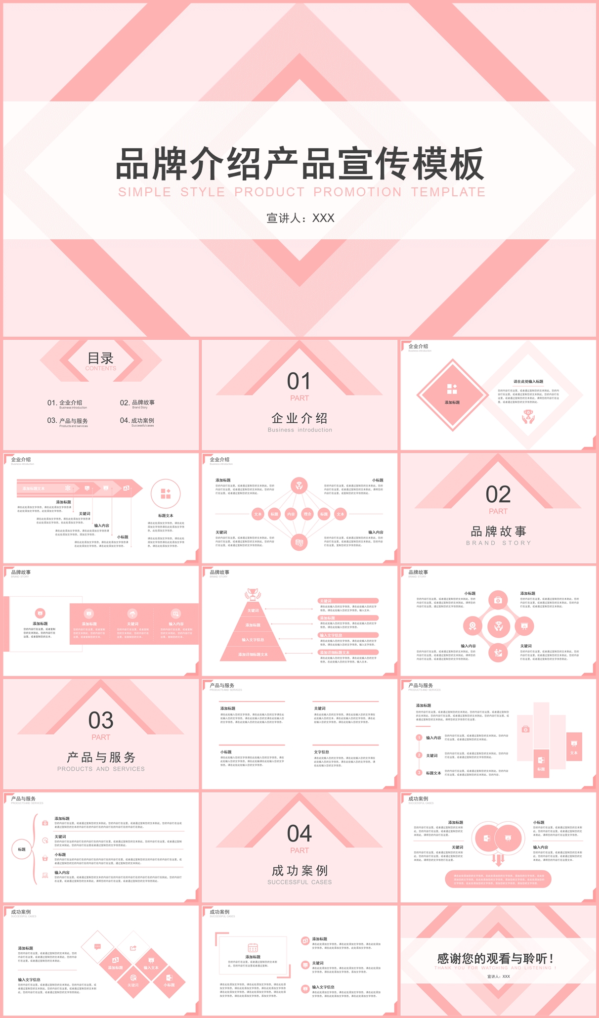 简约风企业产品介绍品牌宣传PPT模板插图