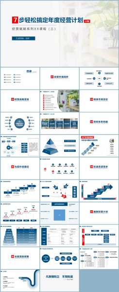 蓝色商务风年度经营计划培训PPT模板