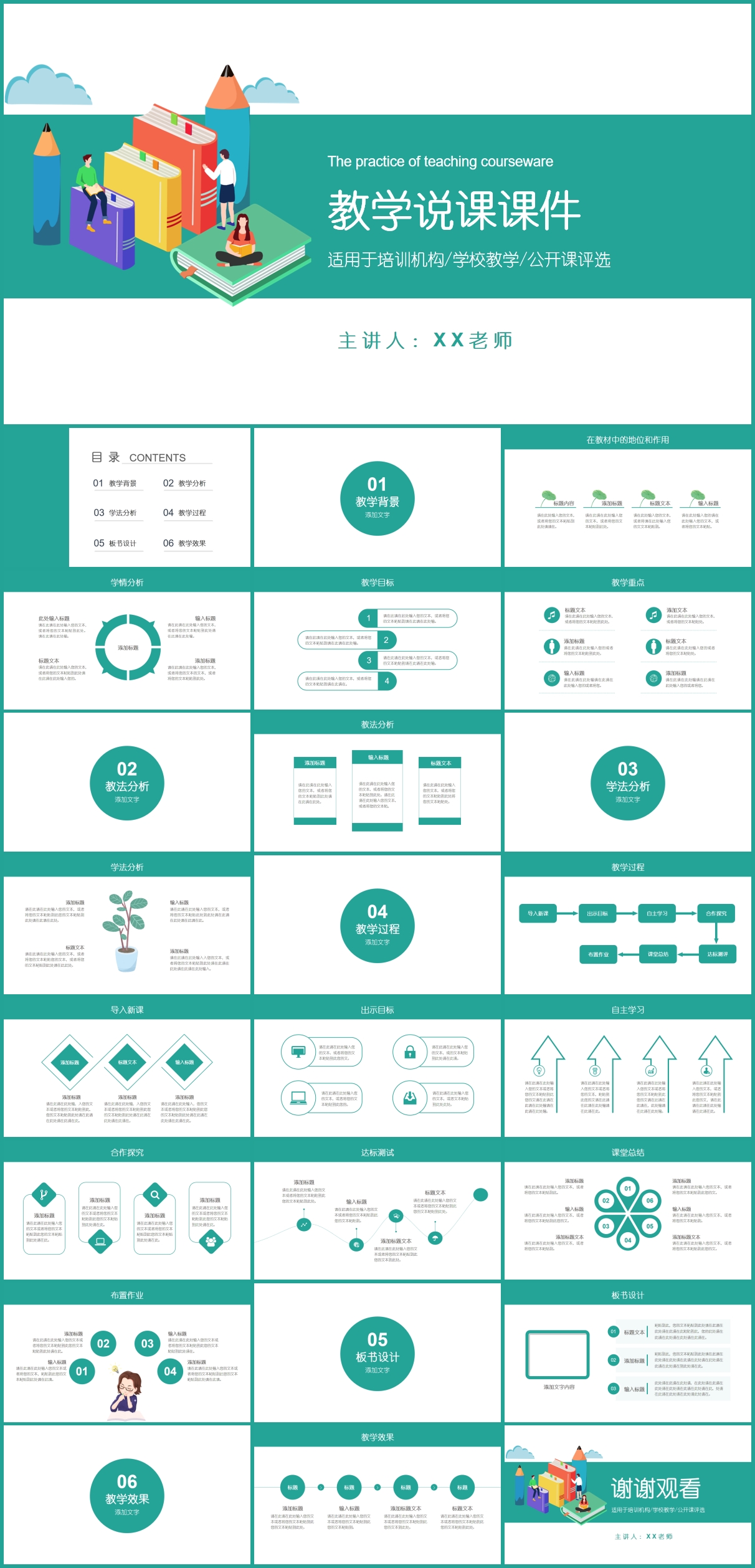 教育机构教师说课教学课件PPT模板插图