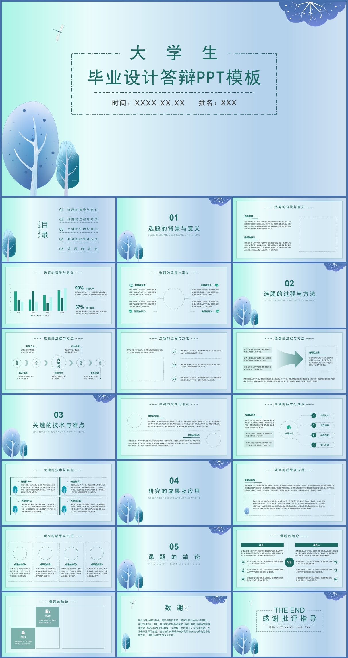 大学生论文答辩毕业设计PPT模板插图