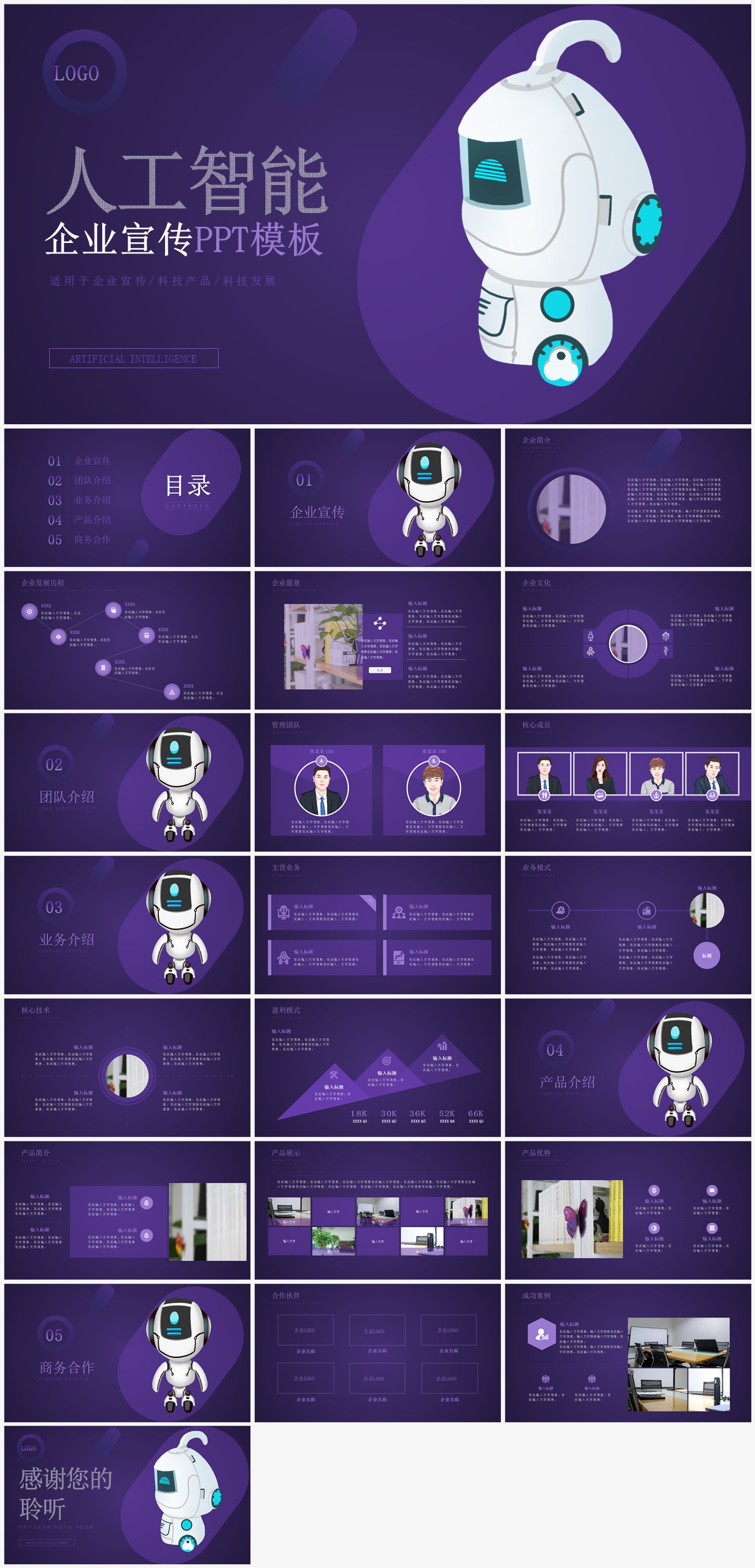 AI人工智能机器人企业宣传公司介绍PPT模板插图