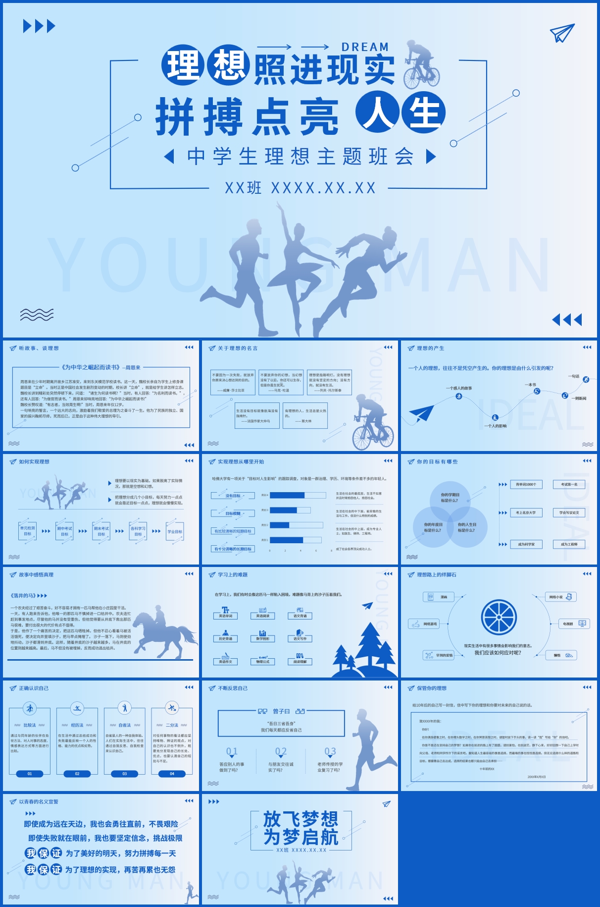 初高中学生我的理想梦想教育主题班会PPT模板插图