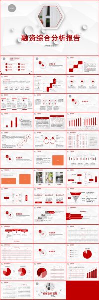 红色微粒体风建筑涂料融资分析报告PPT模板