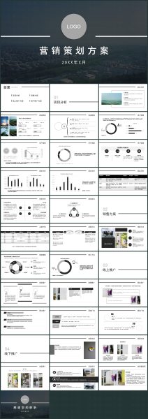 深灰色商务风房地产营销策划案PPT模板