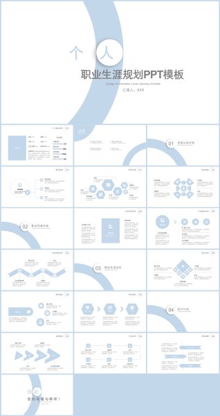 蓝色简约个人职业生涯规划指导PPT模板