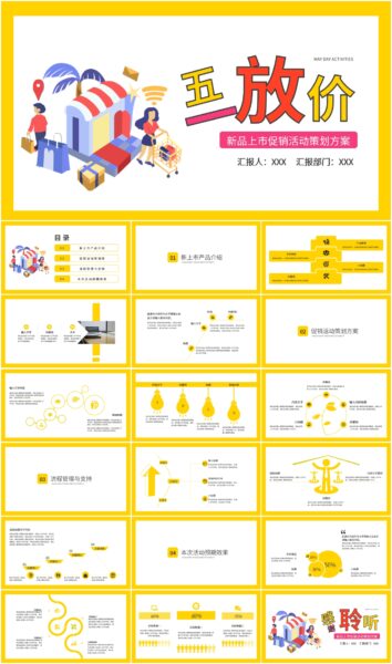 五一劳动节商业活动促销策划方案新品上市PPT模板