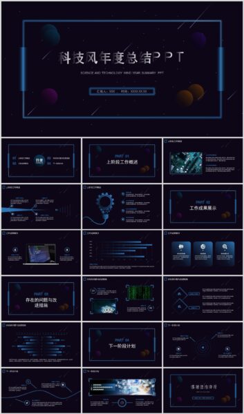 科技风企业年度总结计划PPT模板