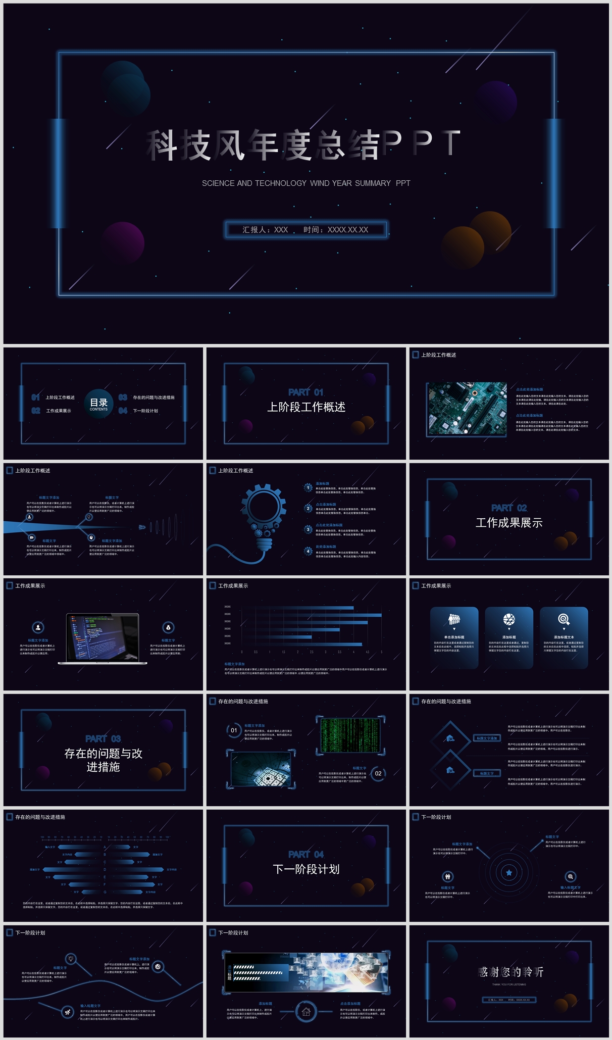 科技风企业年度总结计划PPT模板插图