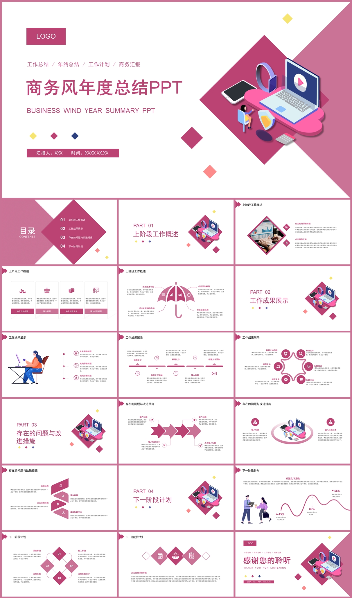 商务简约企业公司年度工作总结PPT模板插图