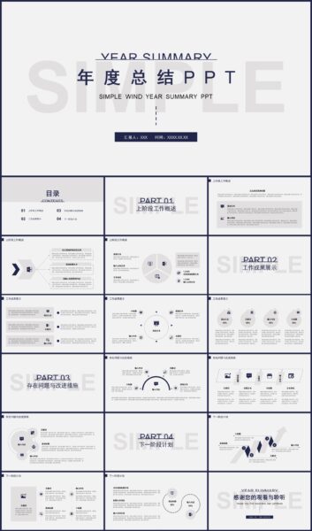 简约风年度工作总结汇报PPT模板