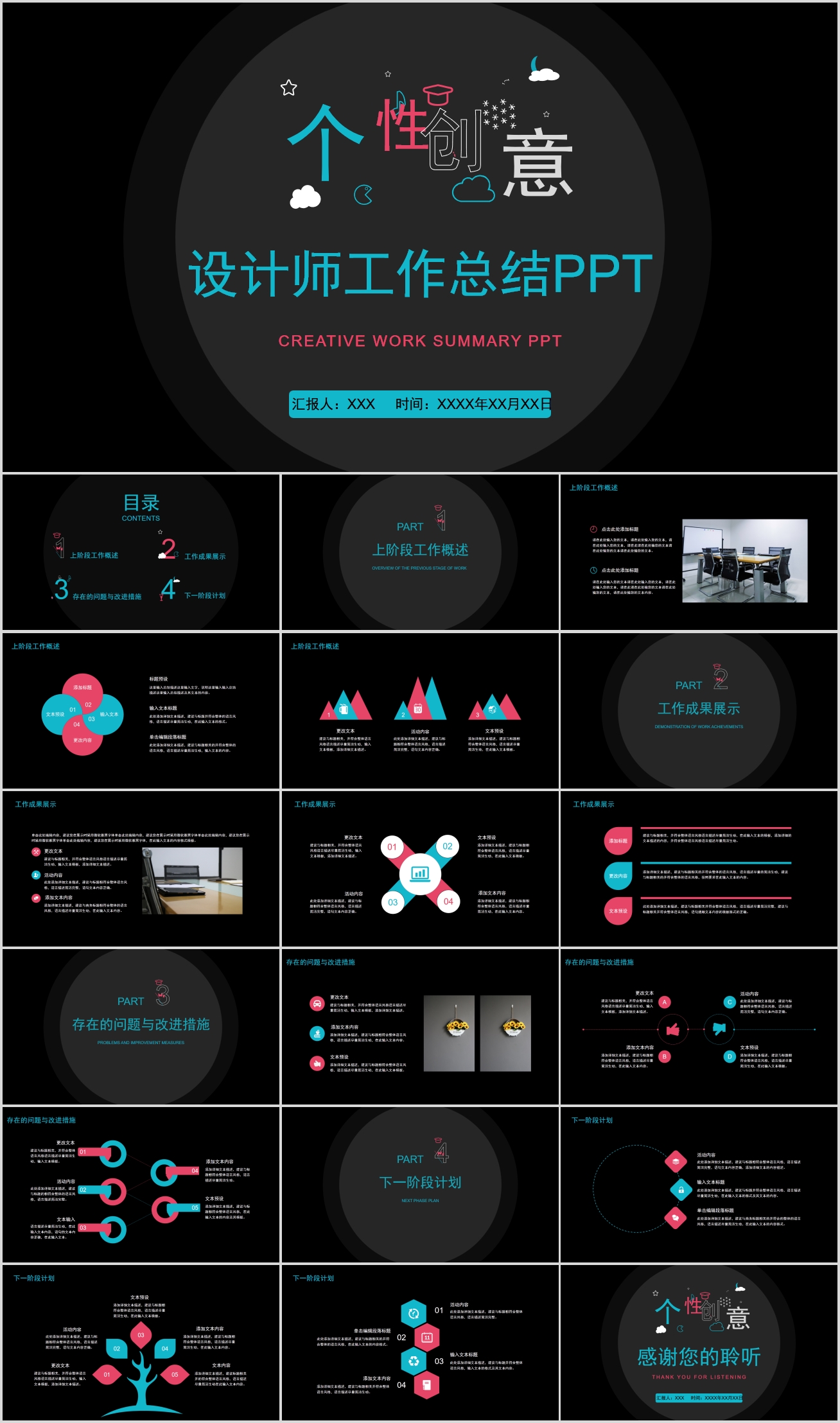个性创意设计师工作总结PPT模板插图