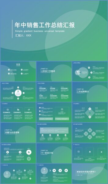 简约风年中销售工作总结汇报PPT模板