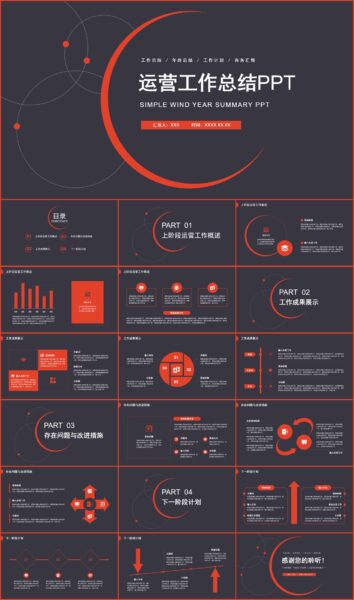 商务简约运营工作总结汇报PPT模板
