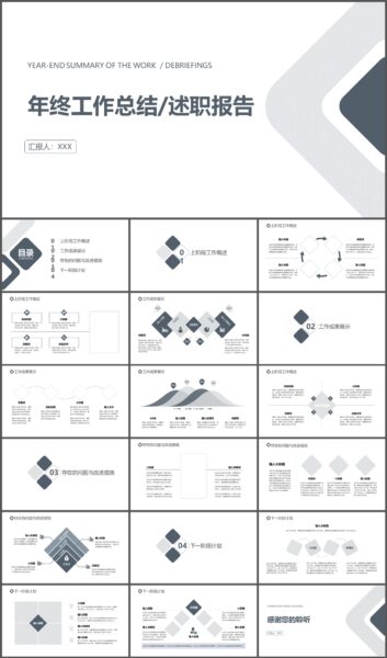 简约风年终工作总结报告PPT模板