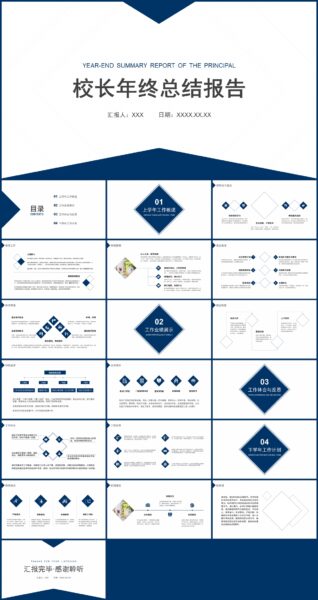 学校校长年终总结PPT模板