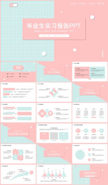 小清新大学毕业生实习报告PPT模板