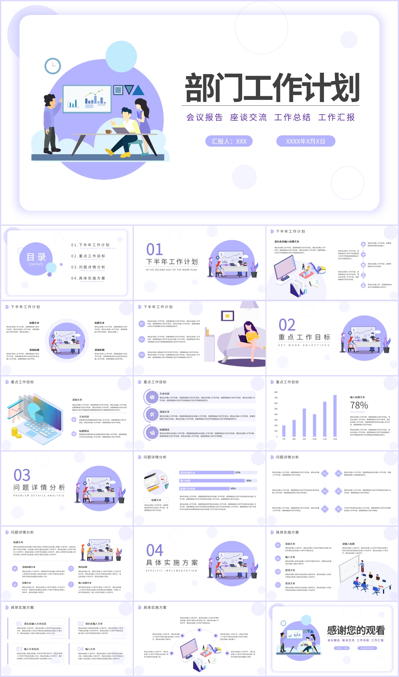 部门工作计划项目汇报PPT模板插图