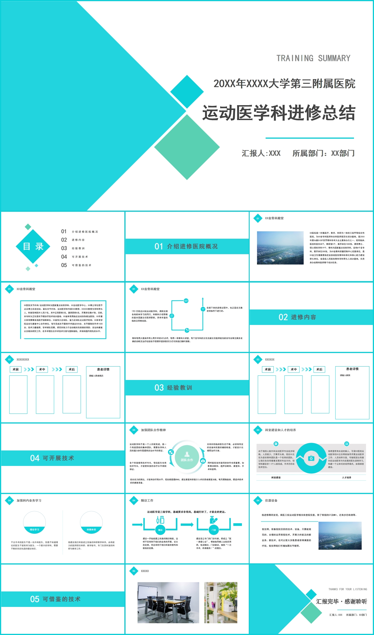 医院运动医学科进修总结PPT模板插图