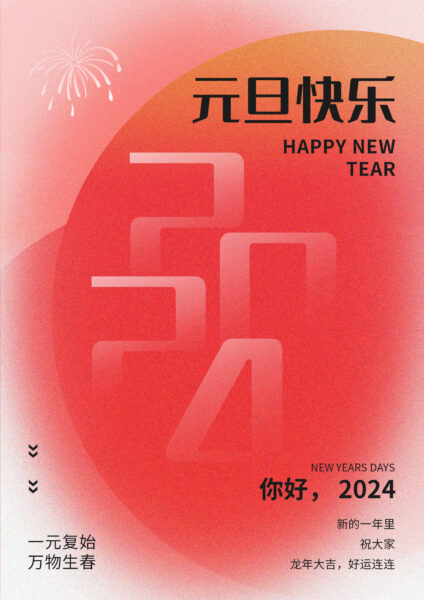 红色现代新年元旦节节日祝福海报