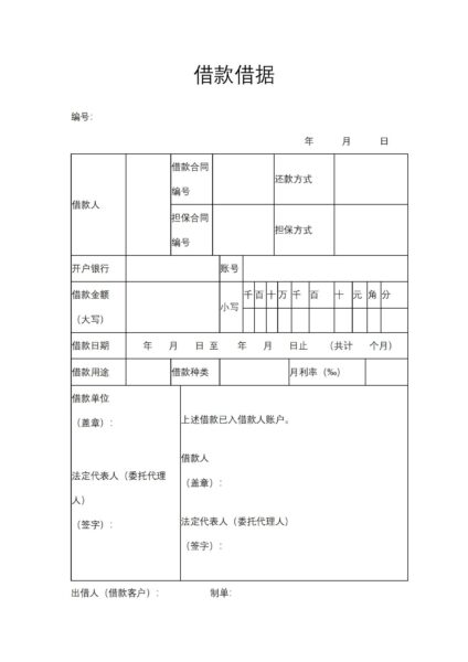 借款借据模板